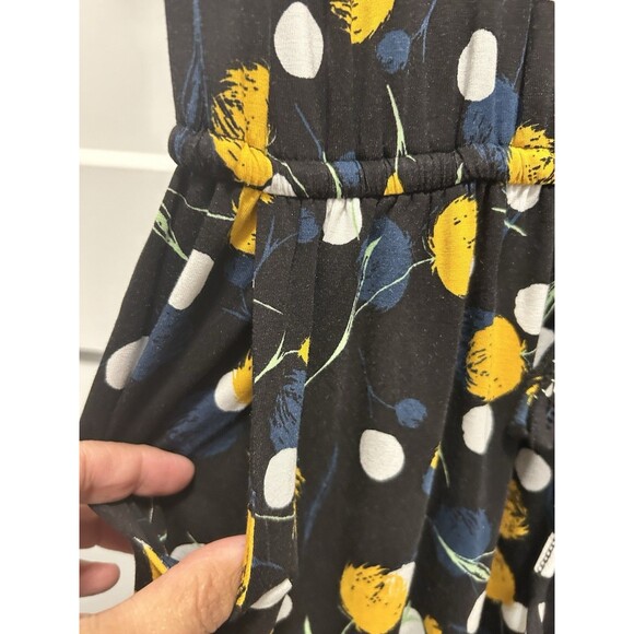 Simiar Fariry Women’s Size Medium Knit Tulip Floral Black Multicolor Midi Dress - Picture 7 of 9